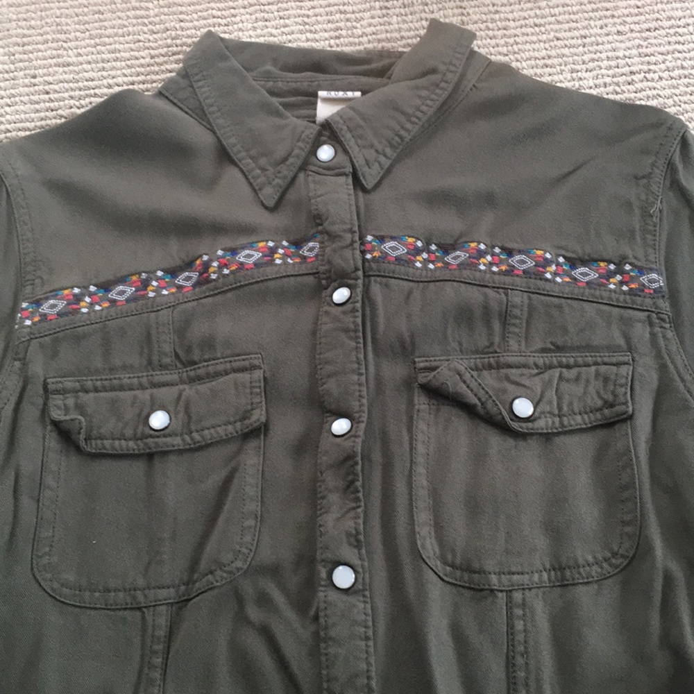 Roxy Olive Button Down - image 1
